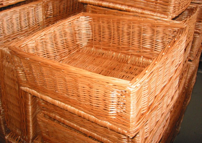 DAJAVE Confezione da 4 cestini in vimini per pane, per tavolo, grandi cestini in vimini per frutta, cucina, verdura, cibo (35 x 25 x 7,5 cm